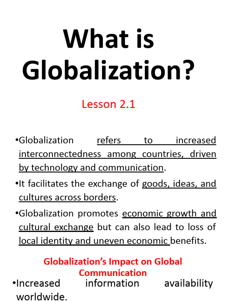 Lesson 2 1 Pdf Globalization Finance Money Management