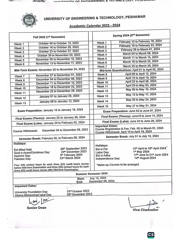 Academic Calendar 2023 2024 1 | PDF