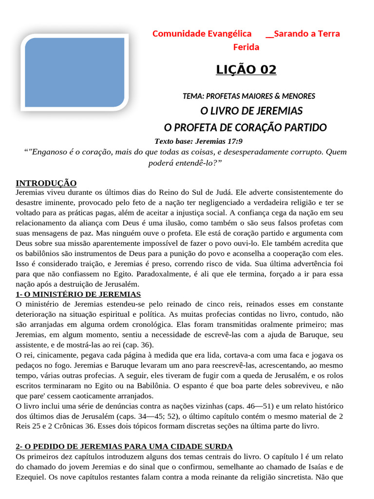 Lição 02 Profetas Pdf