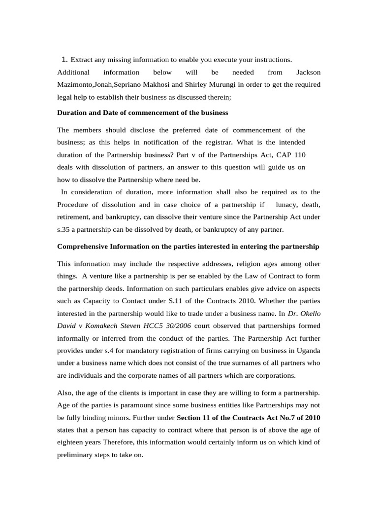 Essential Steps for Partnership Formation | PDF | Partnership | Law Of ...