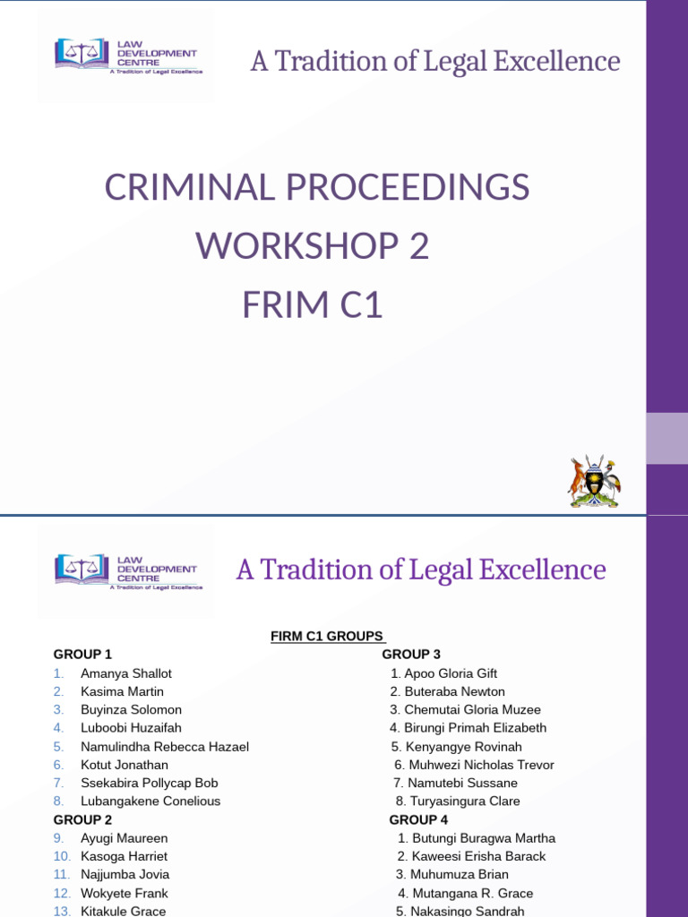 Criminal Proceedings Workshop 2 Firm C1 | PDF