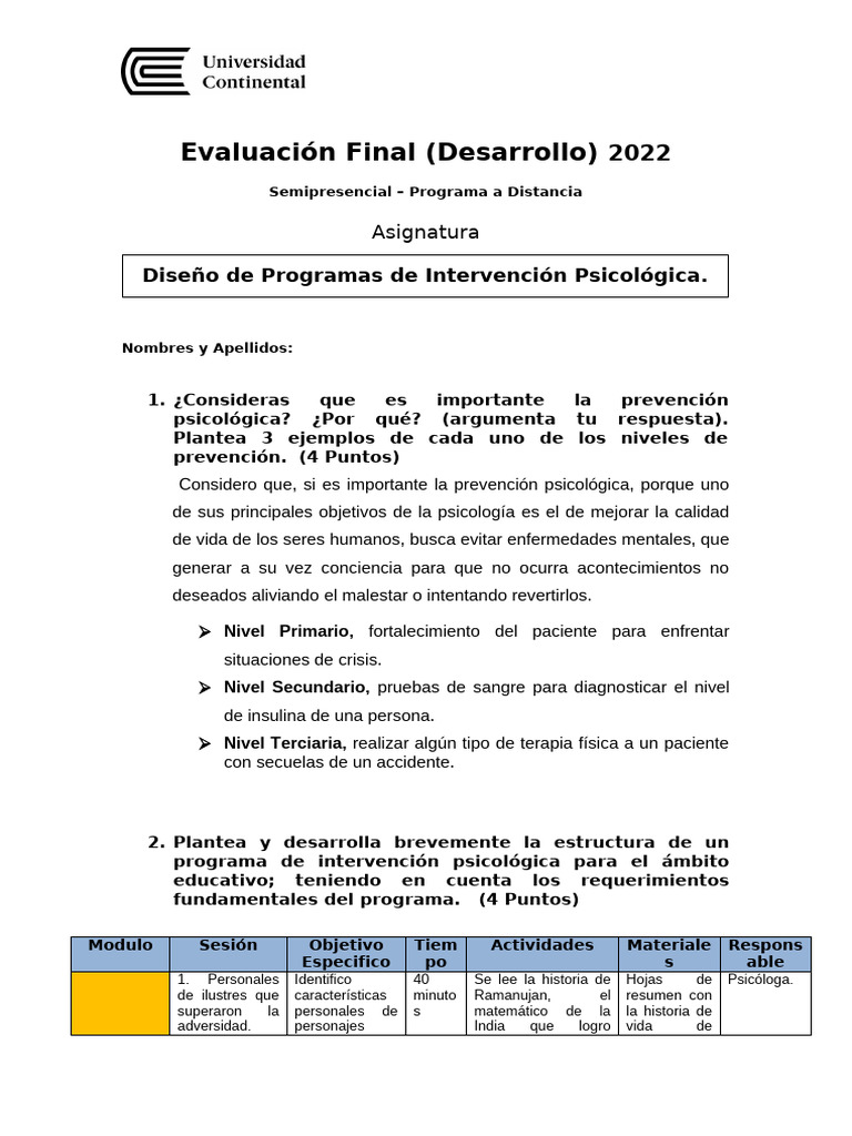 Ef - Programasde Intervencion Psicologica | PDF | Evaluación | Business