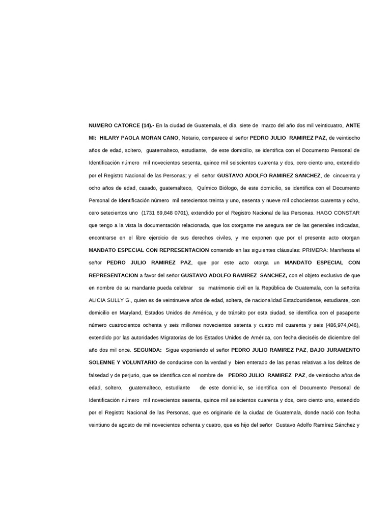 Mandato Especial Contraer Matrimonio. | PDF
