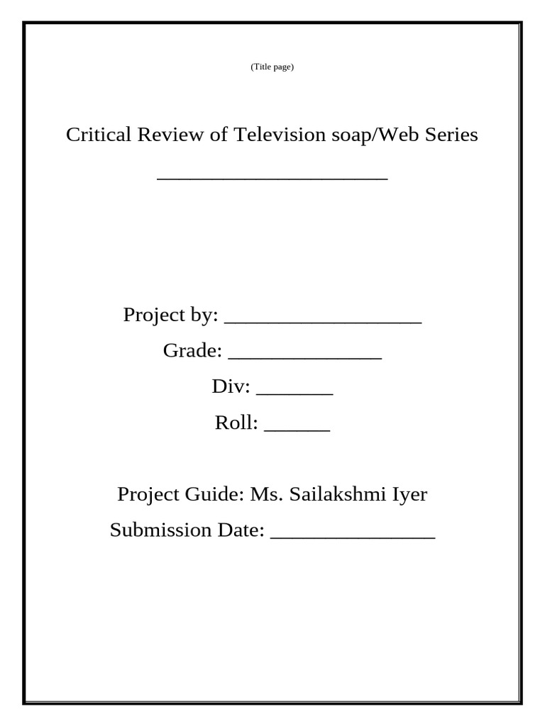 Format of English Lang Project 12th ISC | PDF