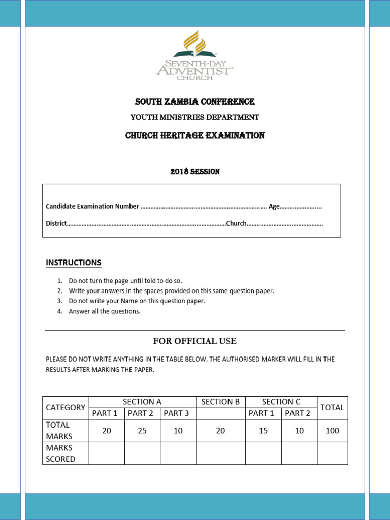 Church Heritage Exam - Final | PDF