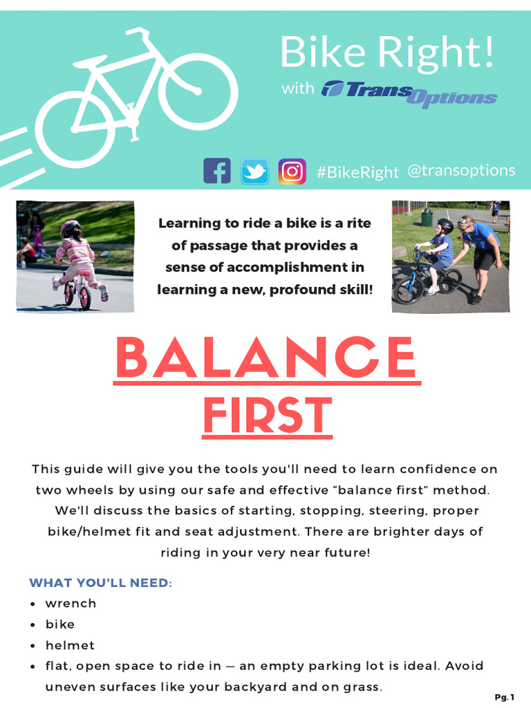 Learning To Ride - How To Teach The Balance First Method | PDF