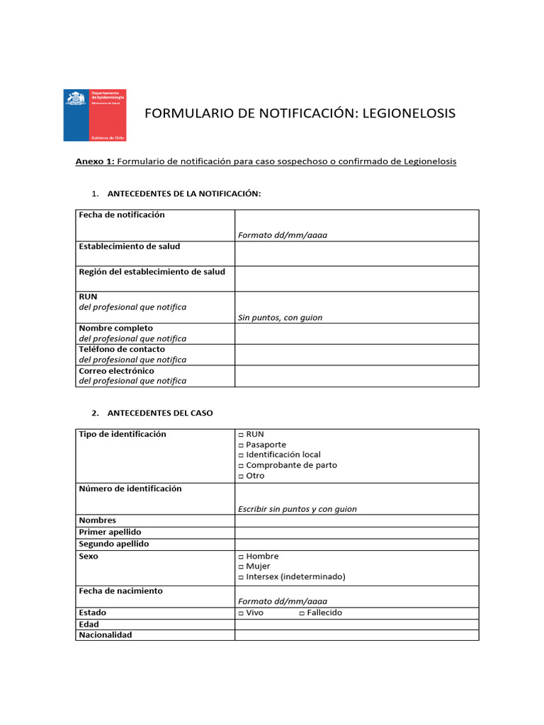 Formulario Legionella | PDF
