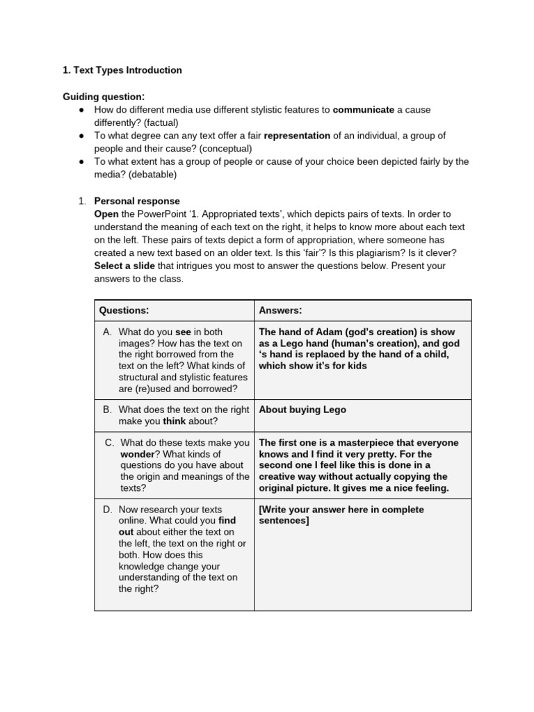 Text Types Introduction | PDF