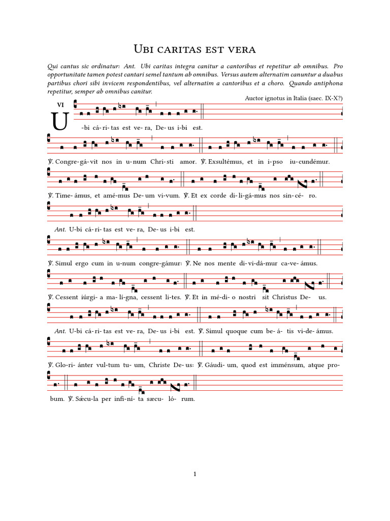 Ubi Caritas Gregoriano | PDF