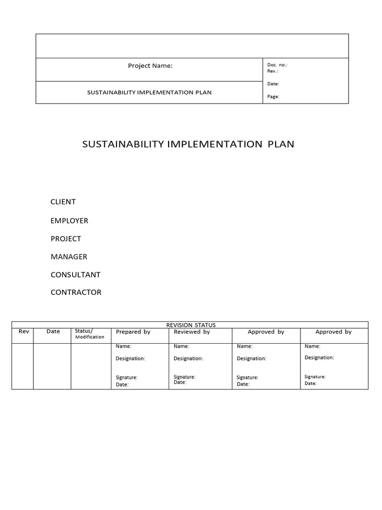 Sustainability Implementation Plan - Template | PDF