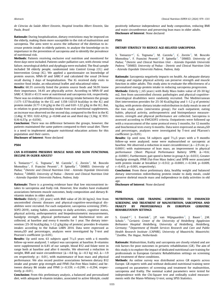 Abstracts Clinical Nutrition ESPEN 63 (2024) 979 1311 | PDF