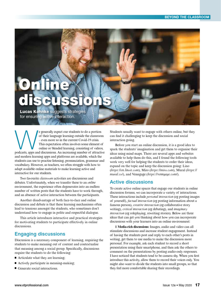 Etp Online Discussions Strategies For Active Interaction Kohnke | PDF ...