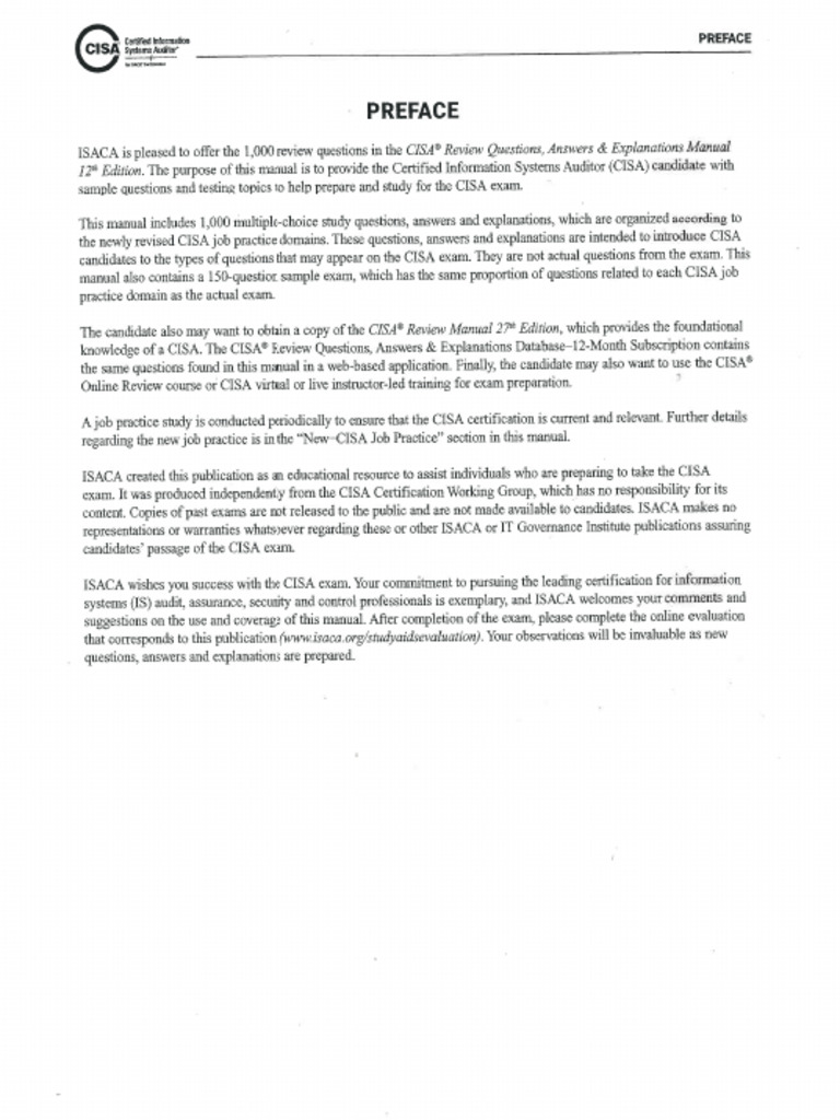 D1 CISA Q&A 12th Edition | PDF