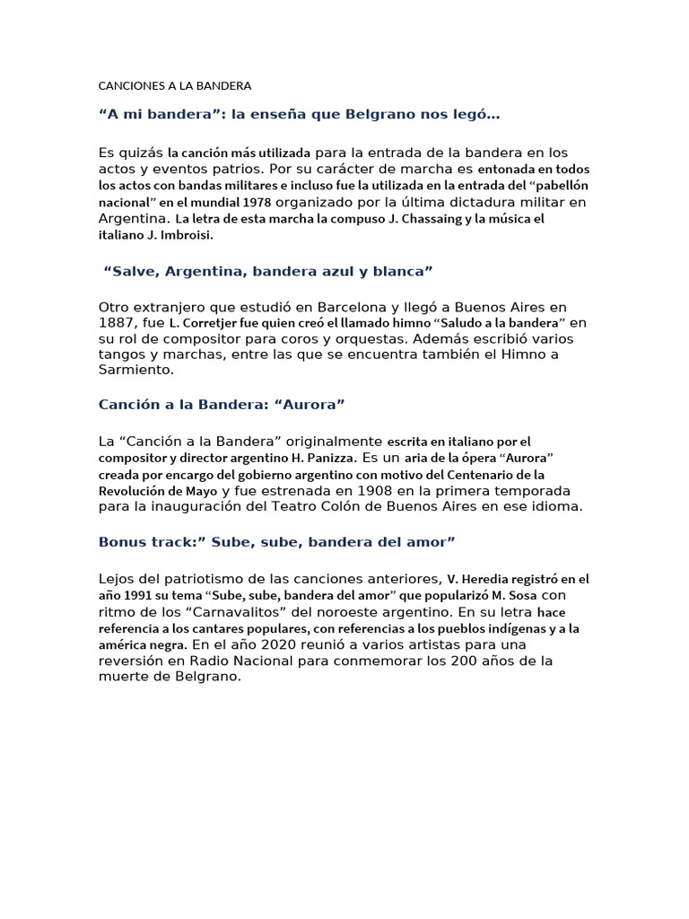 Canciones A La Bandera | PDF