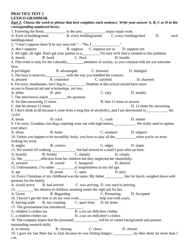 Practice Test 2 | PDF
