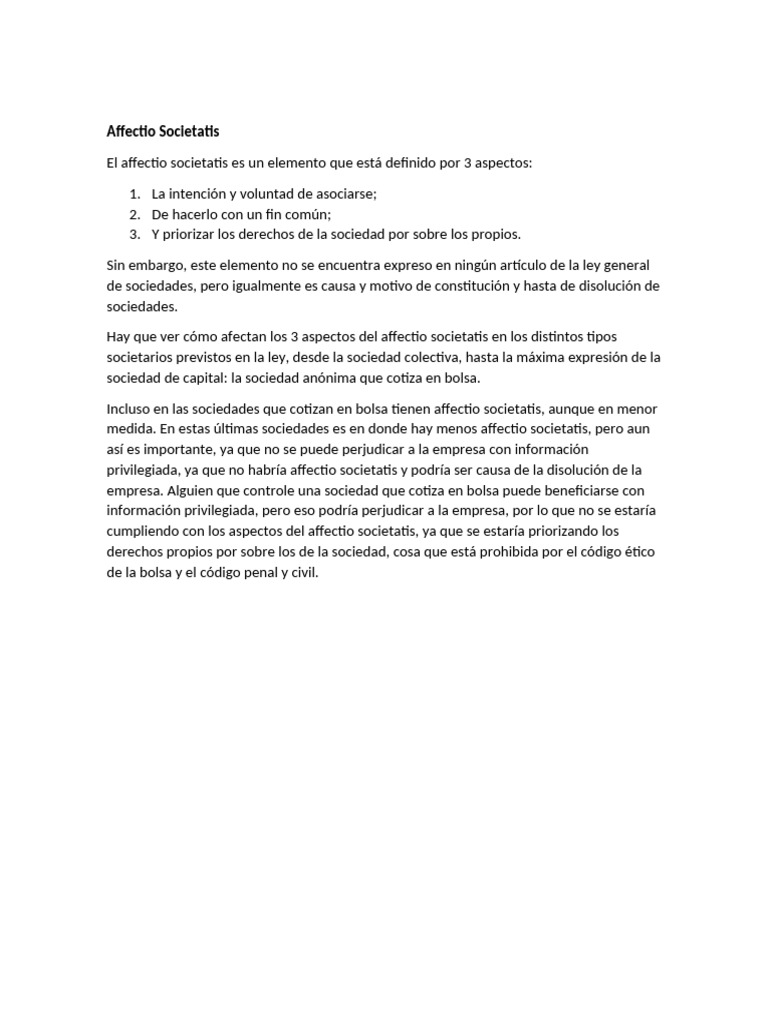 Affectio Societatis | PDF