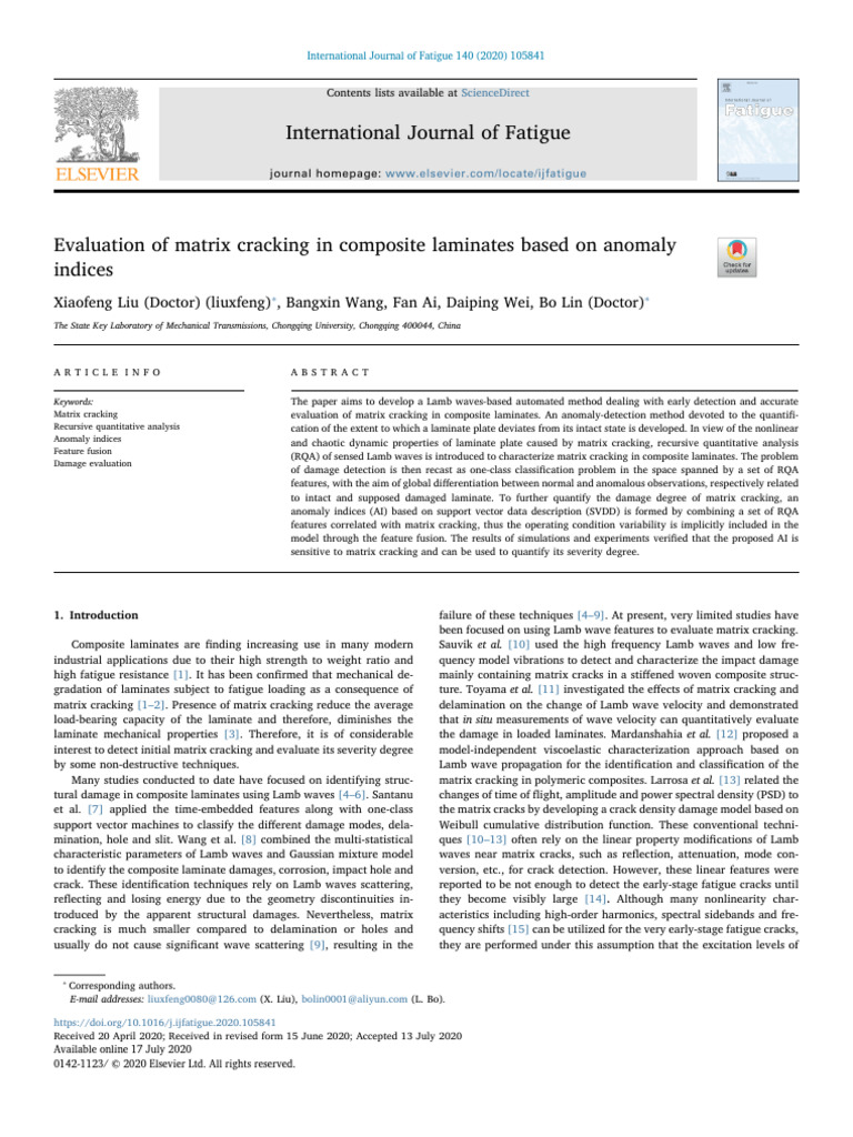 Evaluation of Matrix Cracking in Composite Laminat - 2020 ...