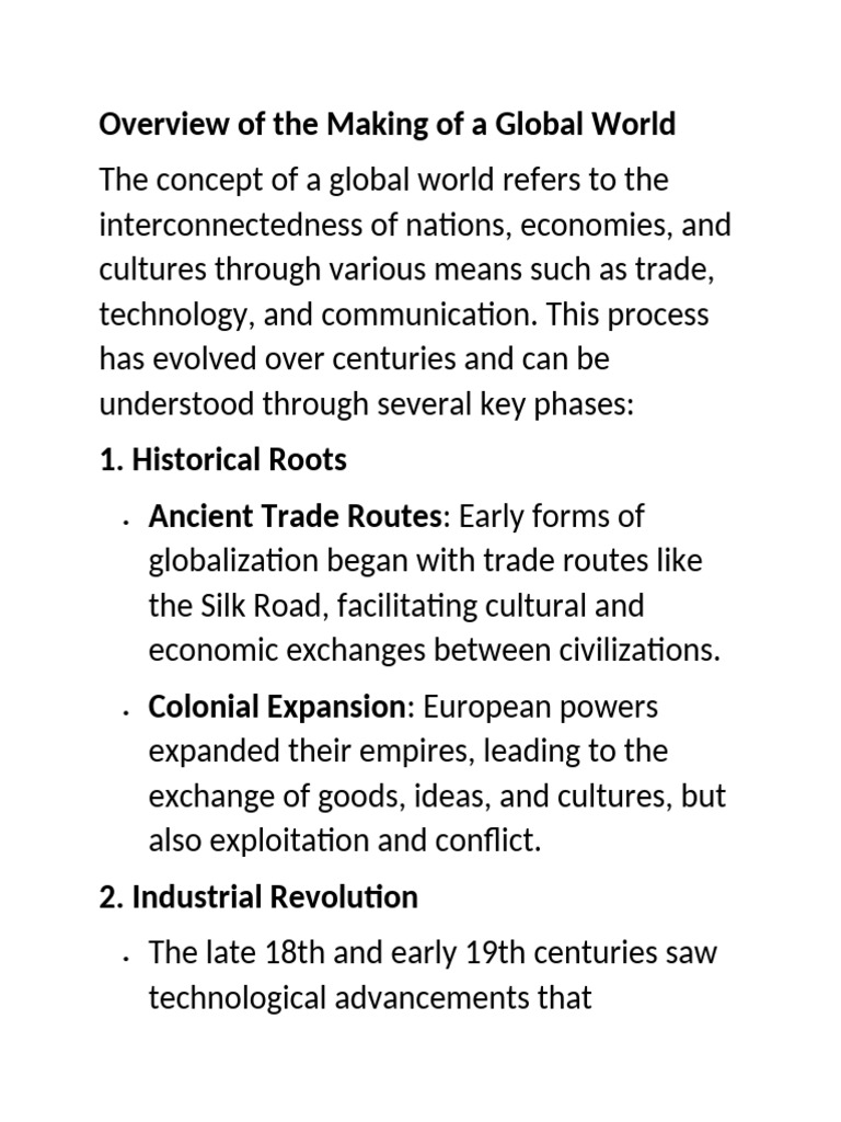 Overview of the making of a global world pdf