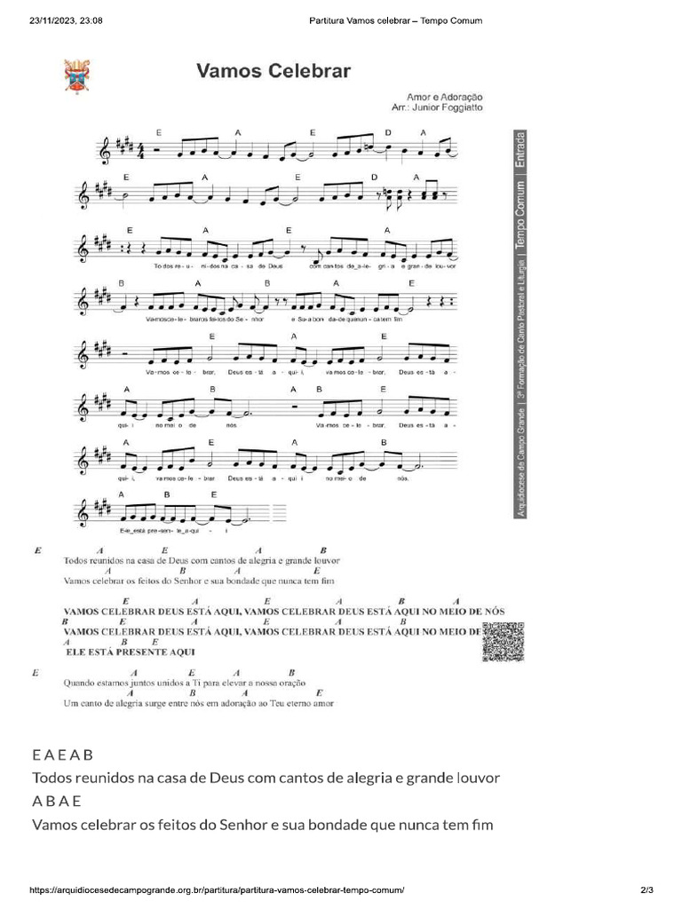 3 Vamos Celebrar - Ministerio Amor e Adoração | PDF
