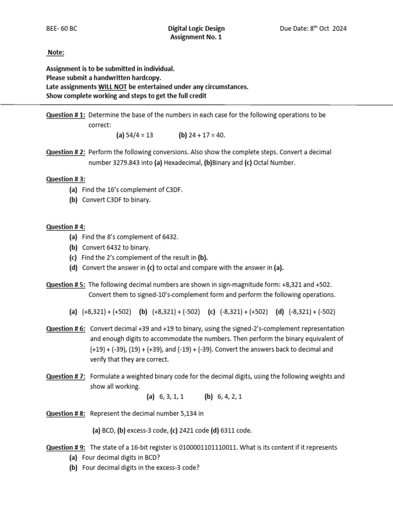 Assignment 1of DLD NJST | PDF