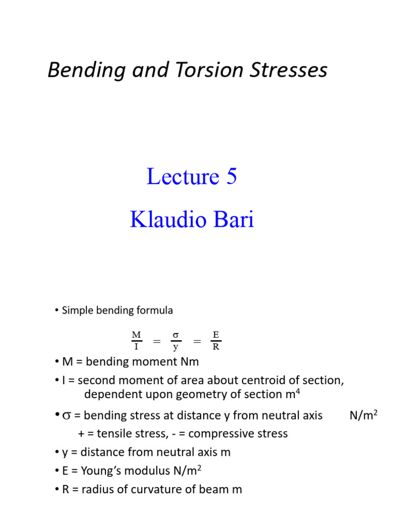 Bending and Torsion Stresses | PDF | Bending | Beam (Structure)