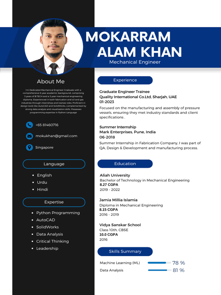 MECHANICAL ENGINEERING CV PDF visual data 2