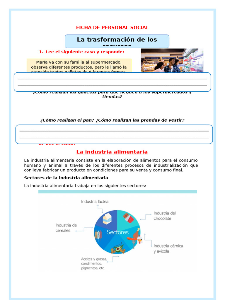 Ficha Ps Vier 18 Transformación de Recursos 933623393 Prof Yessenia | PDF