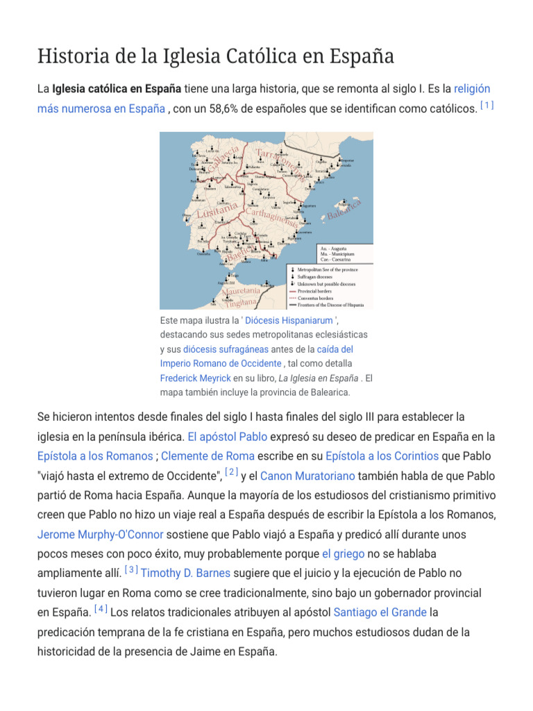 Historia de La Iglesia Católica en España - Wikipedia | PDF