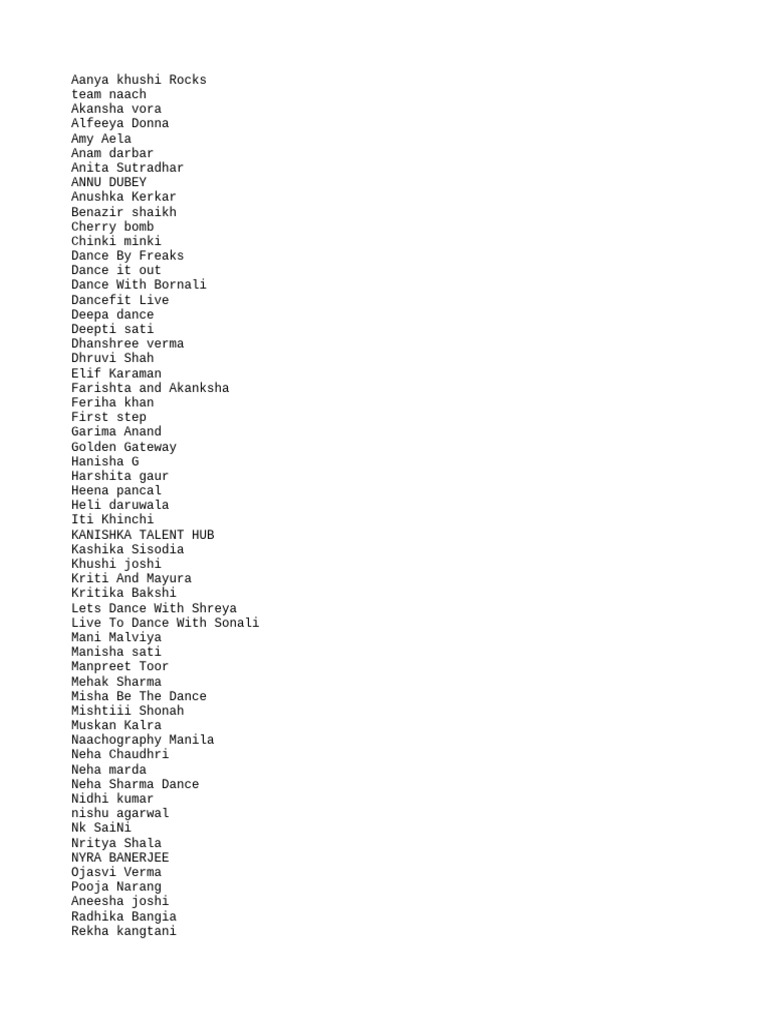 Youtube Dancer Names | PDF