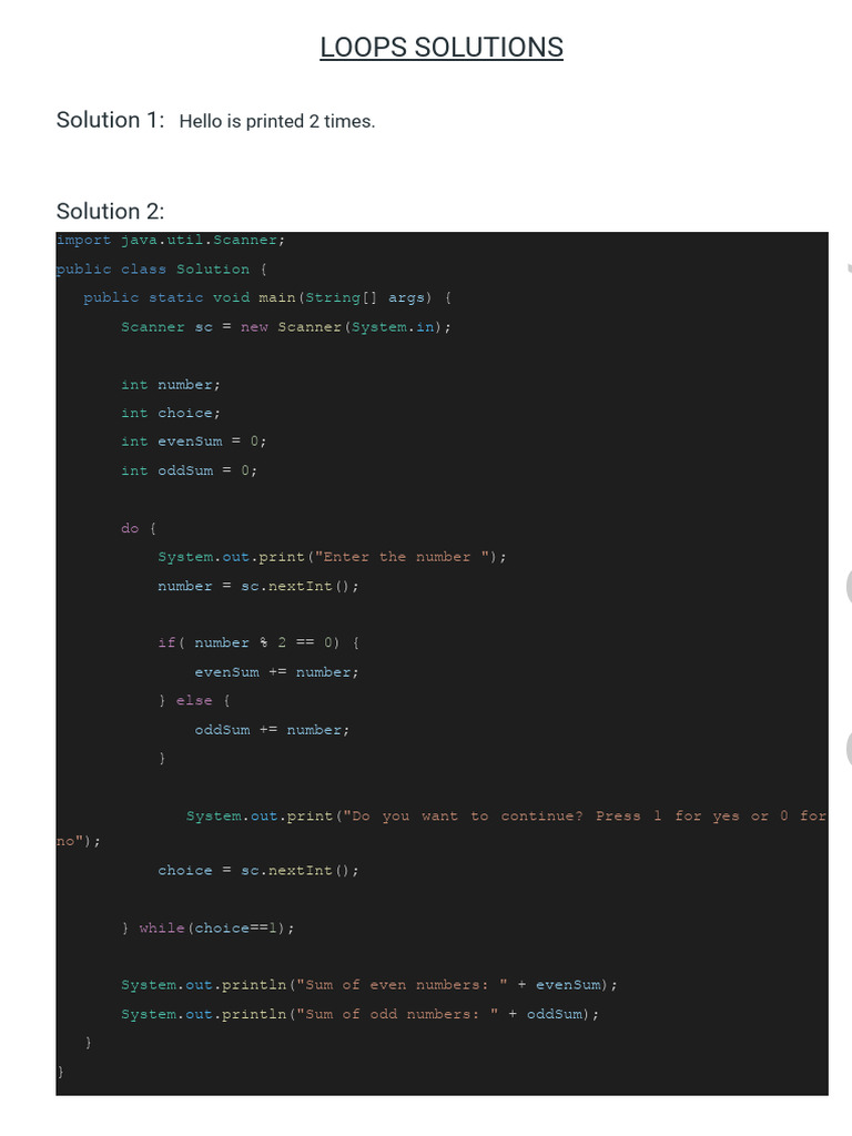 Java Loop Solutions and Errors | PDF | Computer Programming | Computers