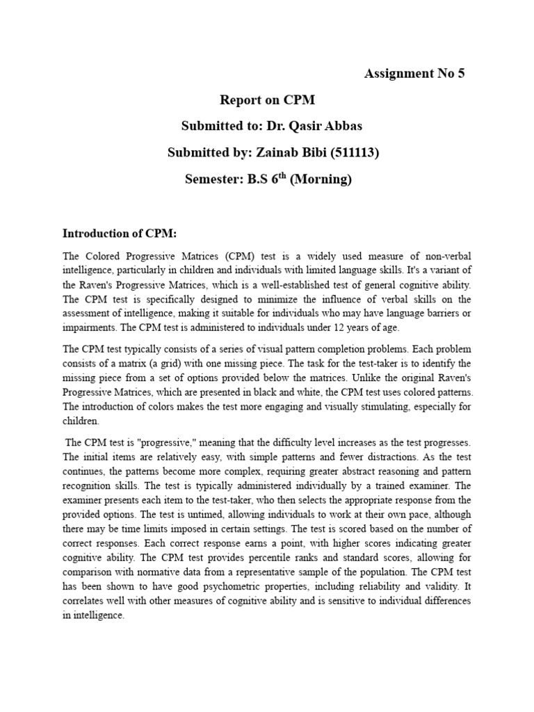CPM Sample Report | PDF