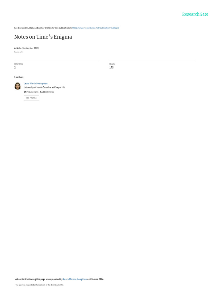 Notes On Time's Enigma: September 2009 | PDF