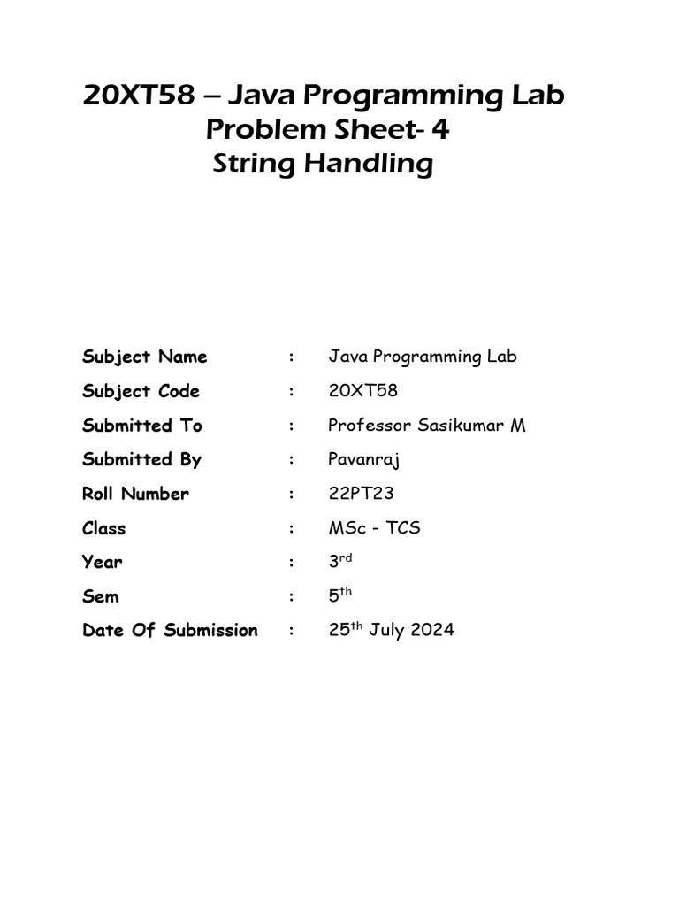 Java Lab PS4 - 22PT23 | PDF