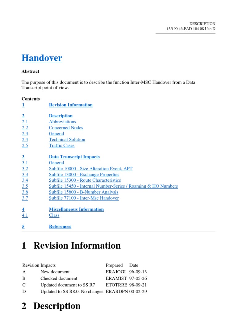 Inter-MSC Handover Data Transcript Guide | PDF | Telecommunications ...