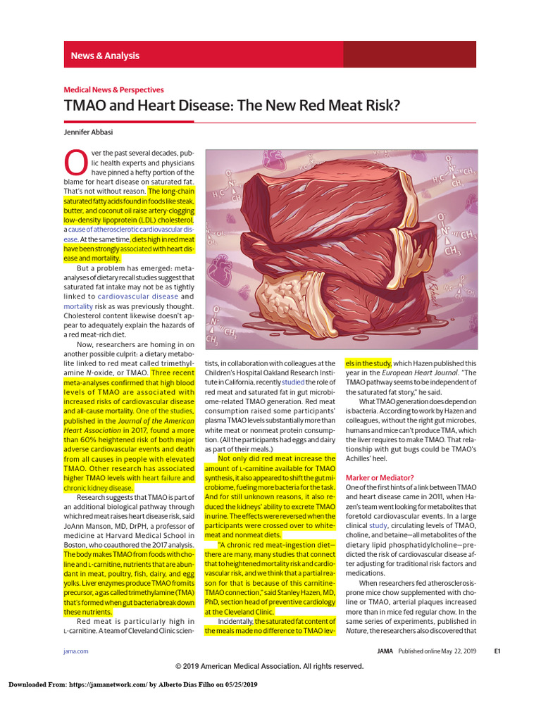 TMAO and Heart Disease - The New Red Meat Risk | PDF