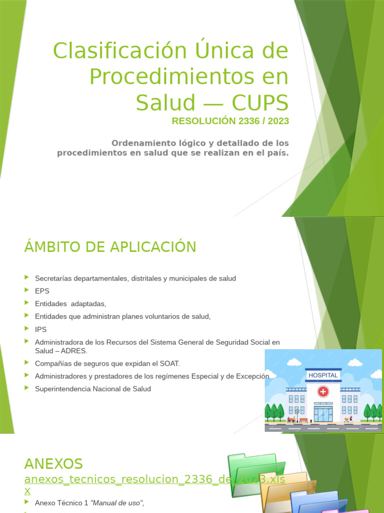DIAPOSITIVAS Clasificación Única de Procedimientos en Salud - CUPS | PDF