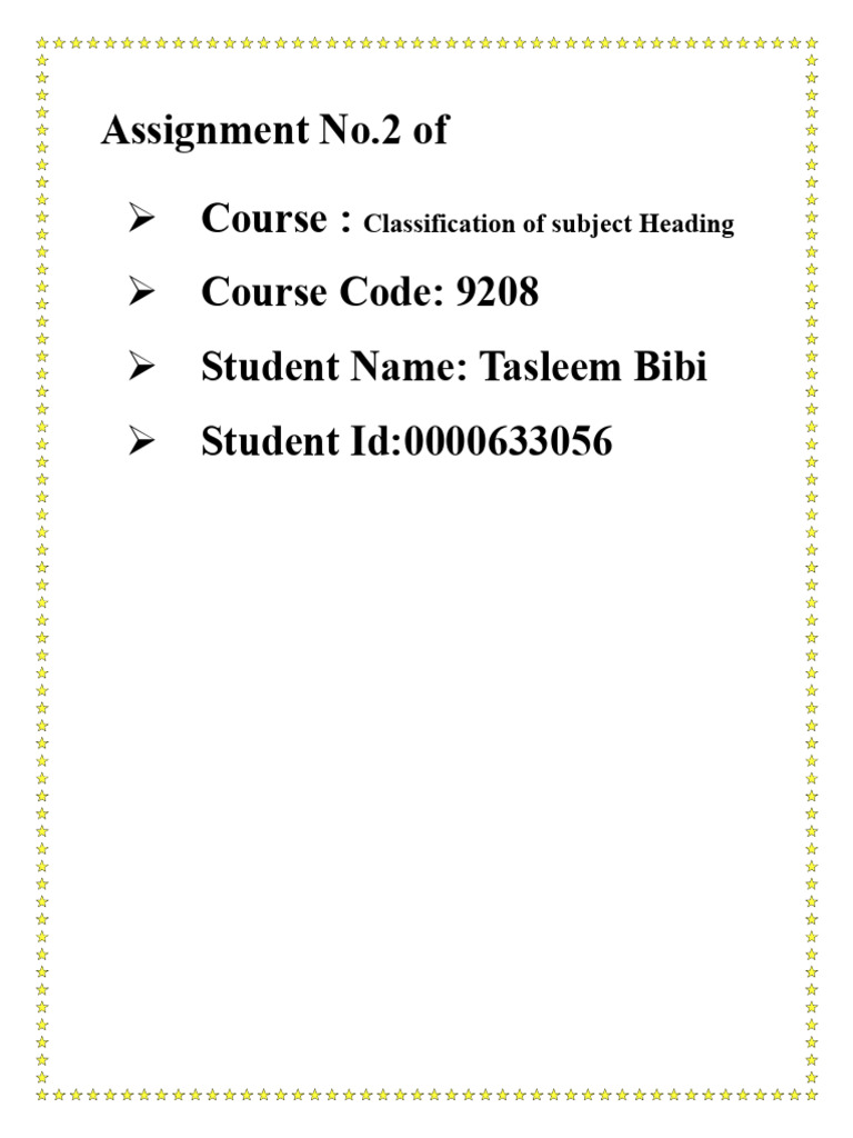 Assignment No.2 of Course: Course Code: 9208 Student Name: Tasleem Bibi ...