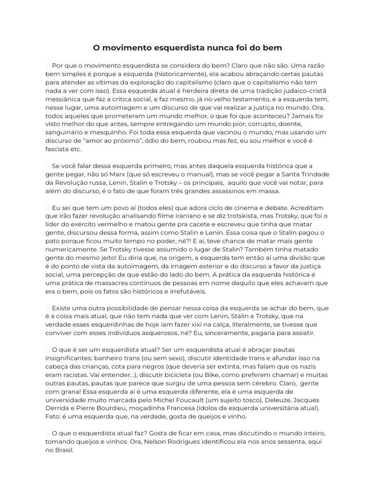 Por que o movimento esquerdista se considera do bem | PDF