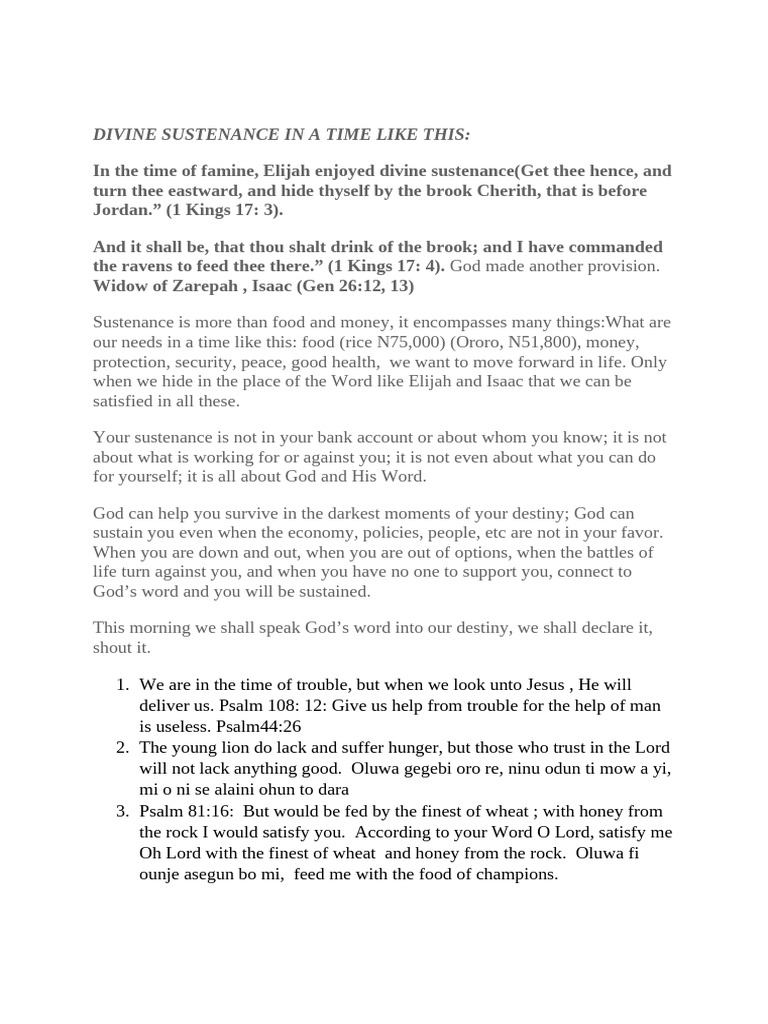 Divine Sustenance in A Time Like This | PDF | Elijah | Foreign Language ...