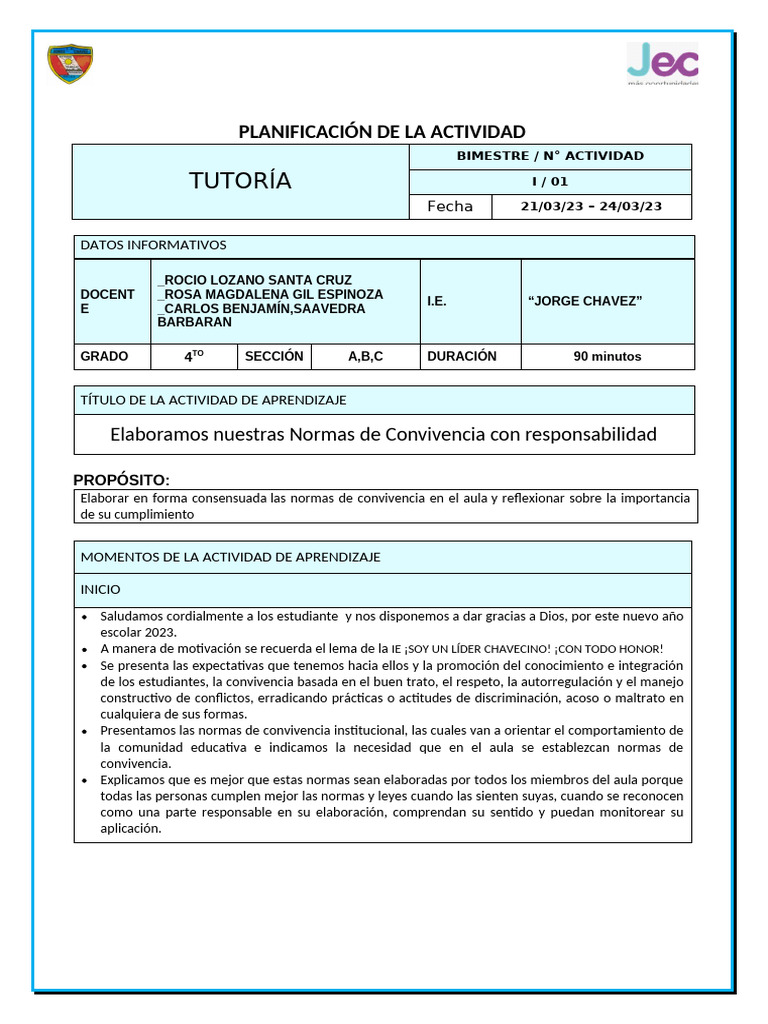 Normas de Convivencia en el Aula | PDF | Salón de clases