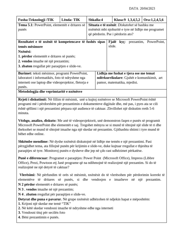 30 5.1 PowerPoint, Elementët e Dritares Së Punës | PDF