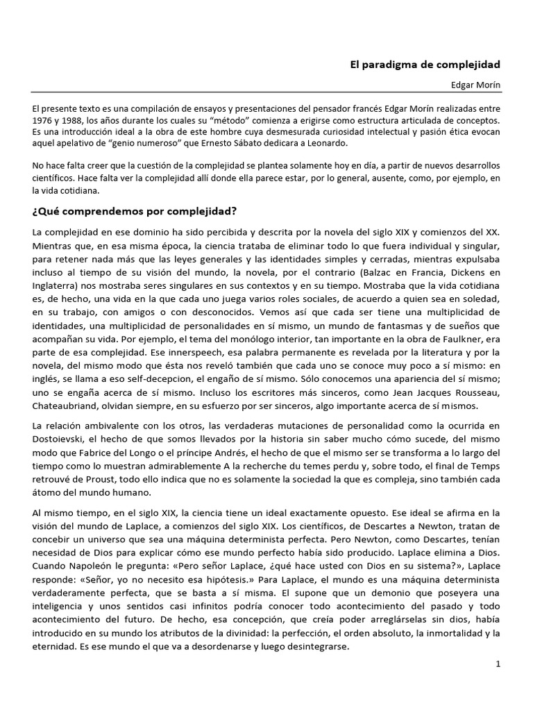 07 Morin E - El Paradigma de Complejidad | PDF