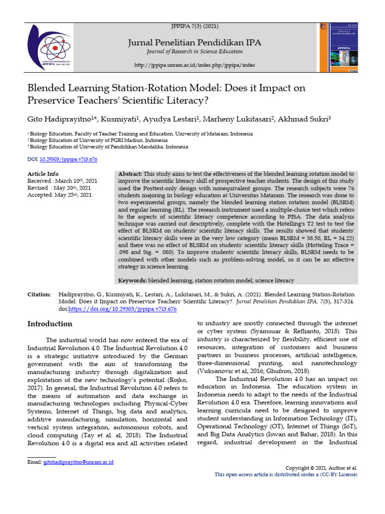 Blended Learning Station-Rotation Model Does It Im | PDF