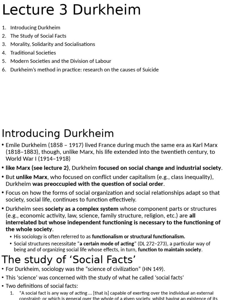 Lecture 3 Durkheim | PDF