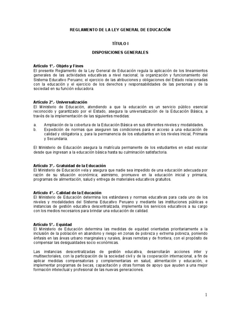 Ley #28044 - Ley General de Educación | PDF | Educación primaria | Plan ...