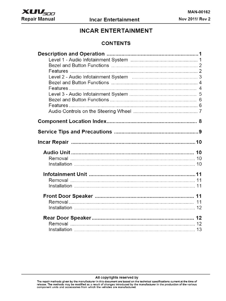 Mahindra xuv500 incar entertainment pdfs free online pdf