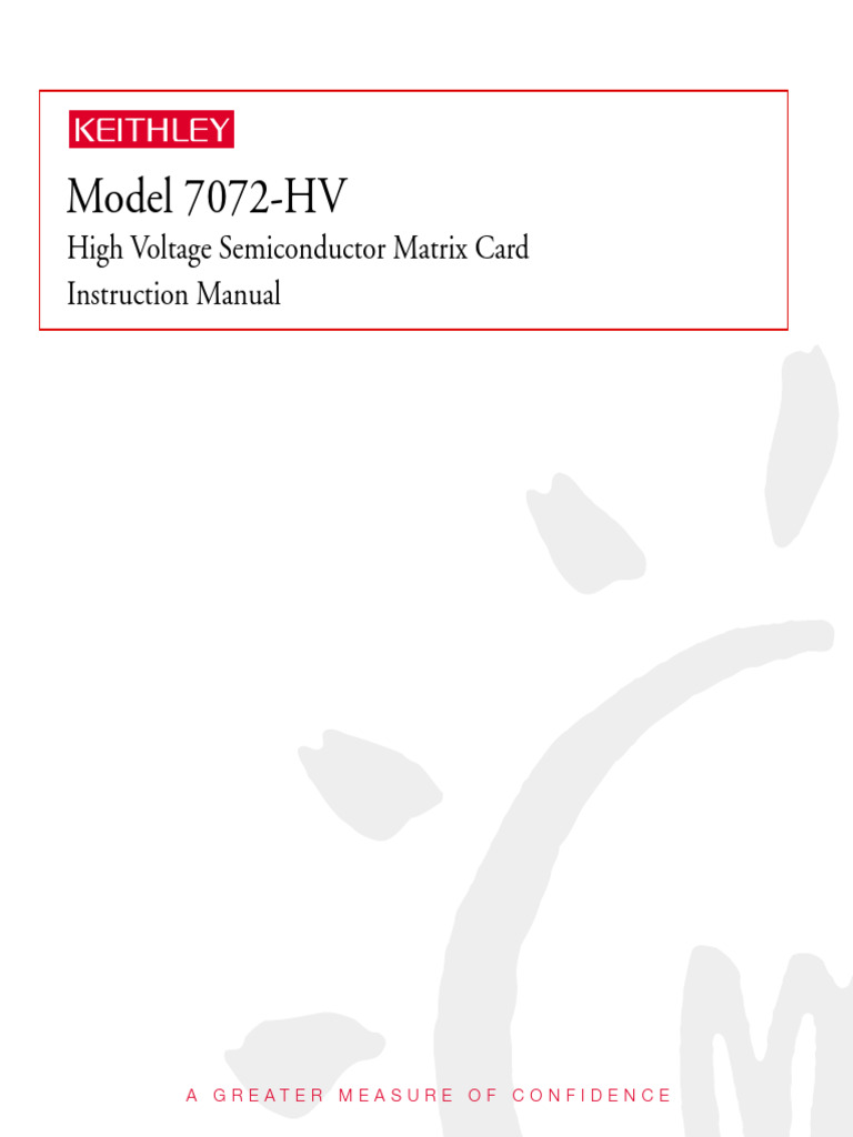 Model 7072-HV: High Voltage Semiconductor Matrix Card Instruction ...