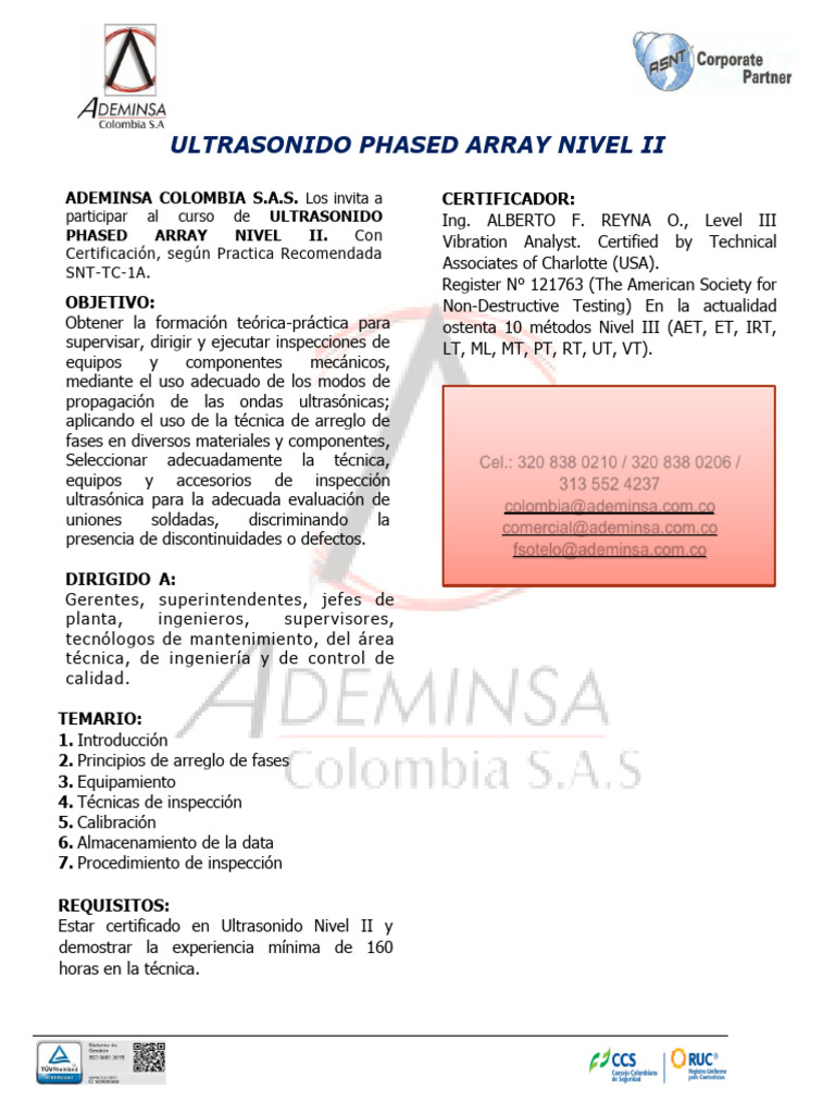 Ultrasonido Phased Array Nivel Ii | PDF