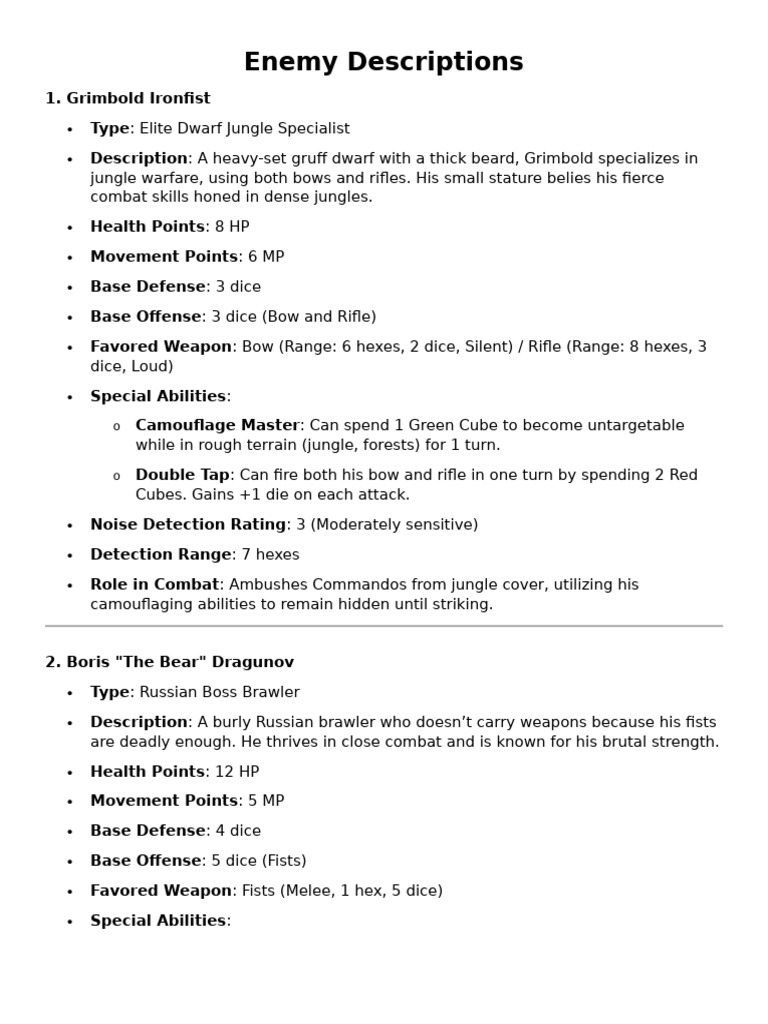 Enemy Descriptions | PDF