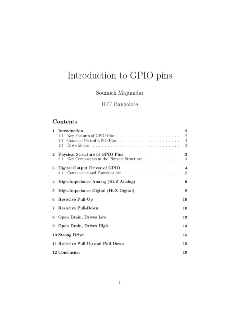 Introduction To GPIO Pins | PDF